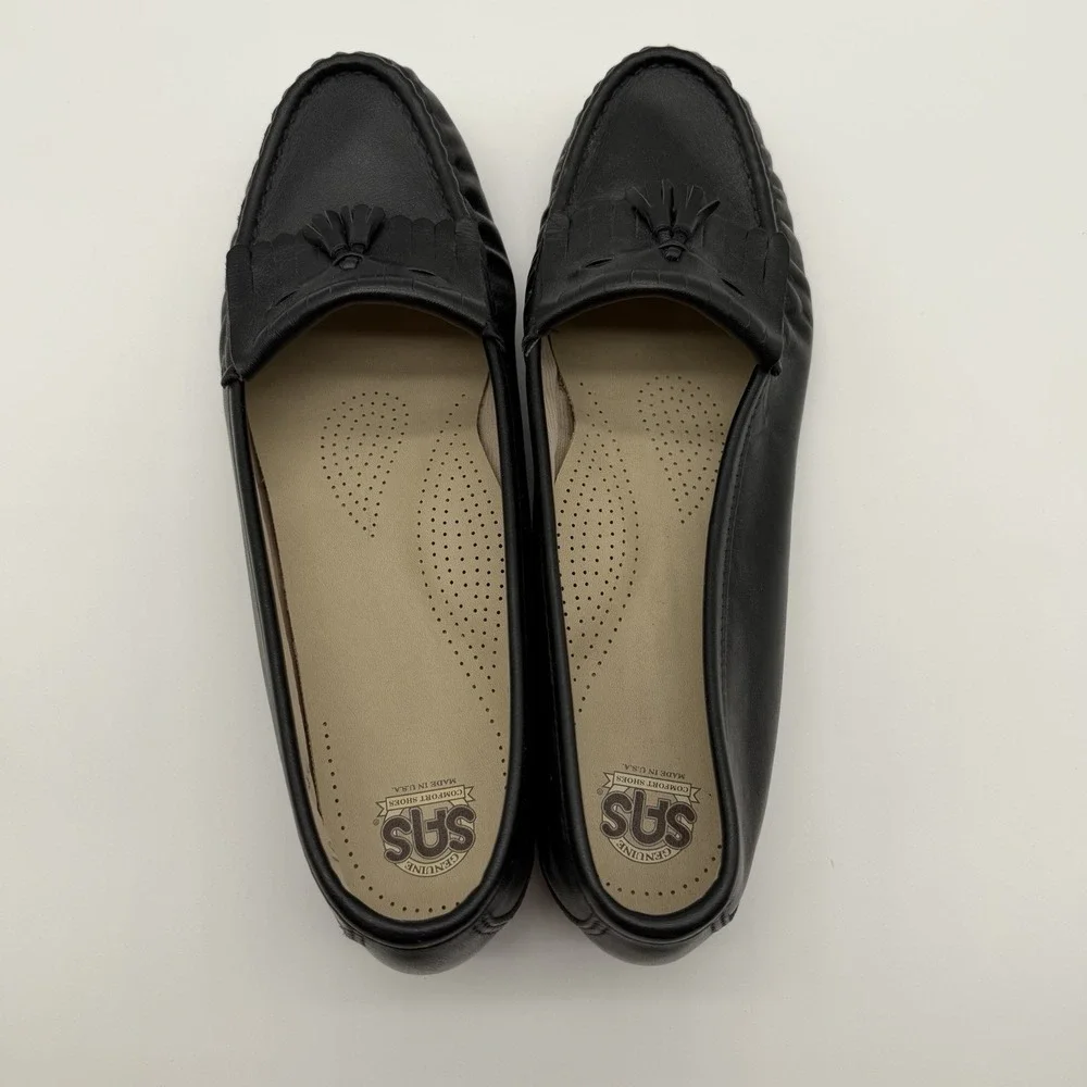 SAS Women's Leather Tassel Kiltie Loafers Tripad Comfort Shoes Ortho Black 10